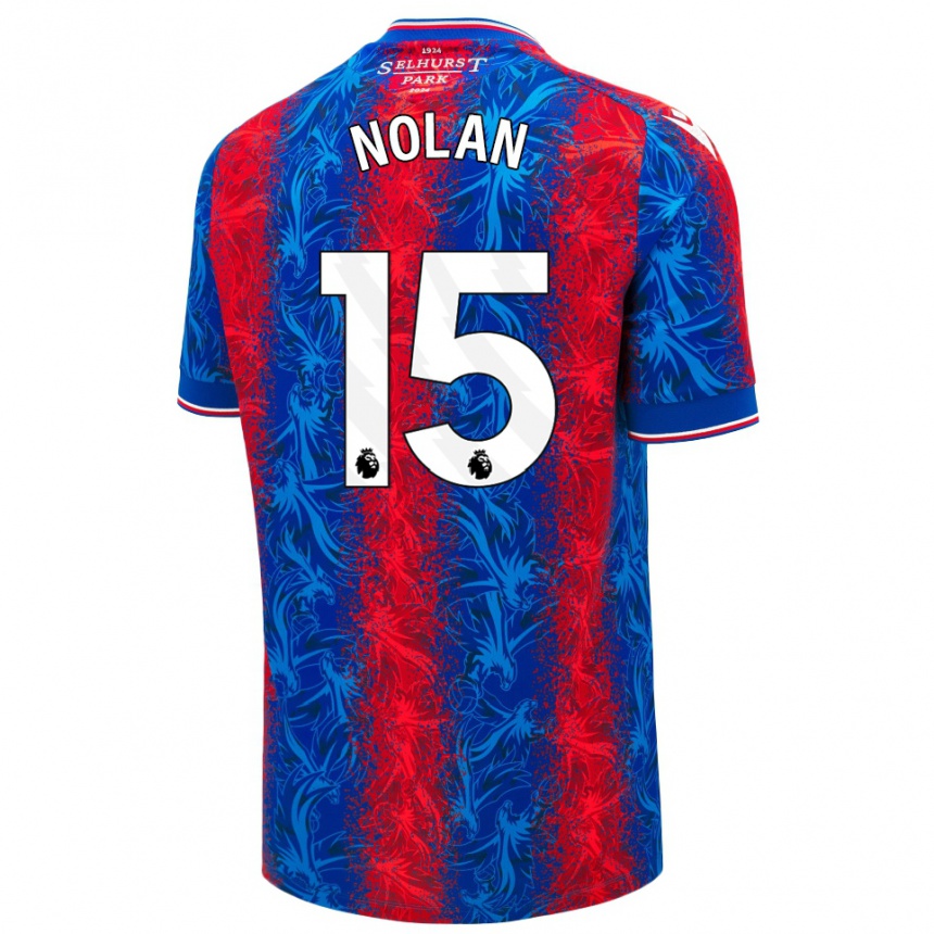 Női Labdarúgás Hayley Nolan #15 Piros Kék Csíkok Hazai Jersey 2024/25 Mez Póló Ing