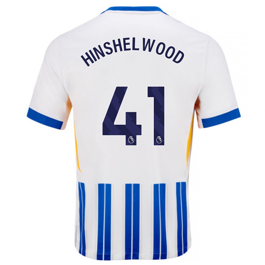 Női Labdarúgás Jack Hinshelwood #41 Fehér Kék Csíkos Hazai Jersey 2024/25 Mez Póló Ing