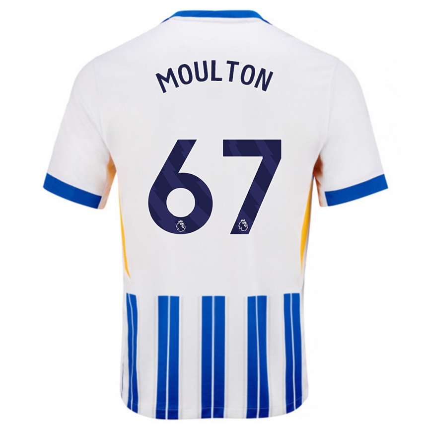 Női Labdarúgás Remeiro Moulton #67 Fehér Kék Csíkos Hazai Jersey 2024/25 Mez Póló Ing