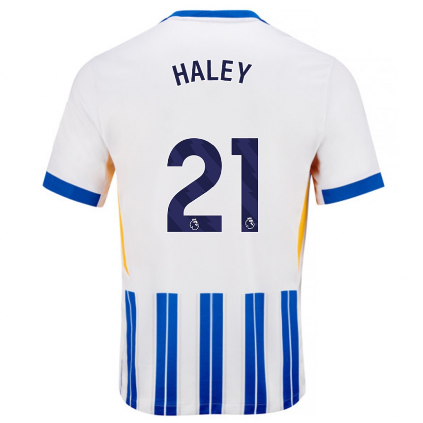 Női Labdarúgás Madison Haley #21 Fehér Kék Csíkos Hazai Jersey 2024/25 Mez Póló Ing