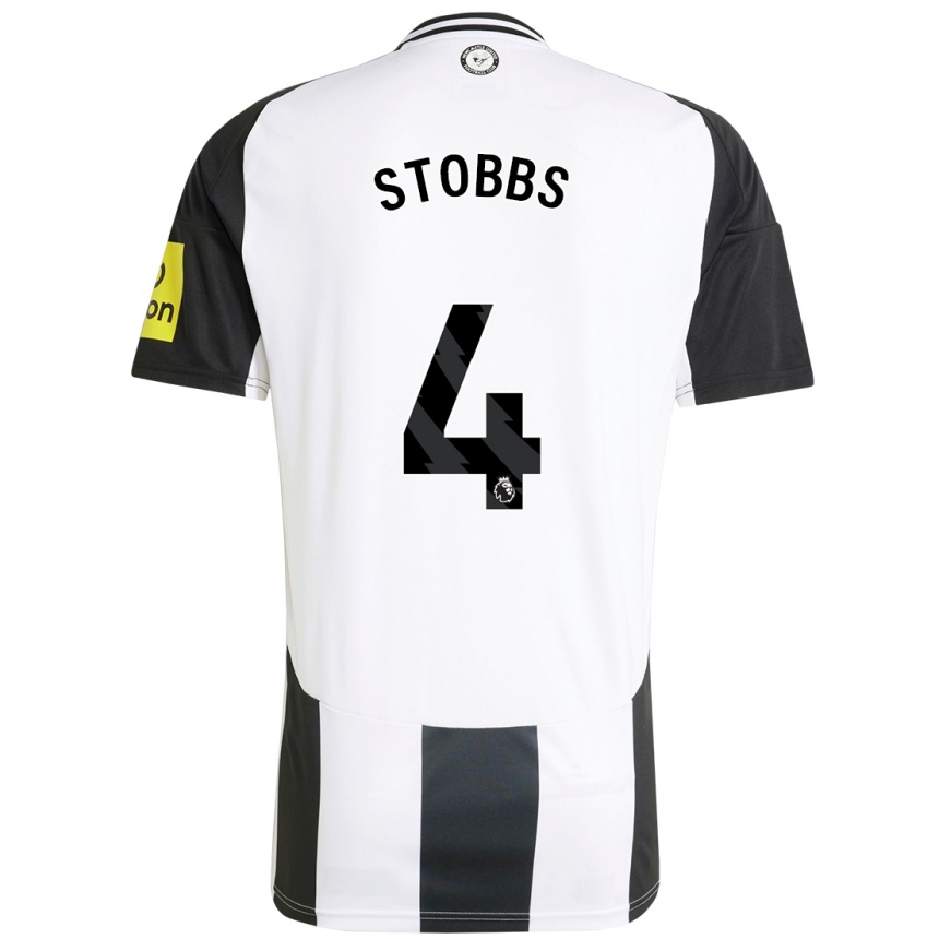 Női Labdarúgás Amber-Keegan Stobbs #4 Fehér Fekete Hazai Jersey 2024/25 Mez Póló Ing