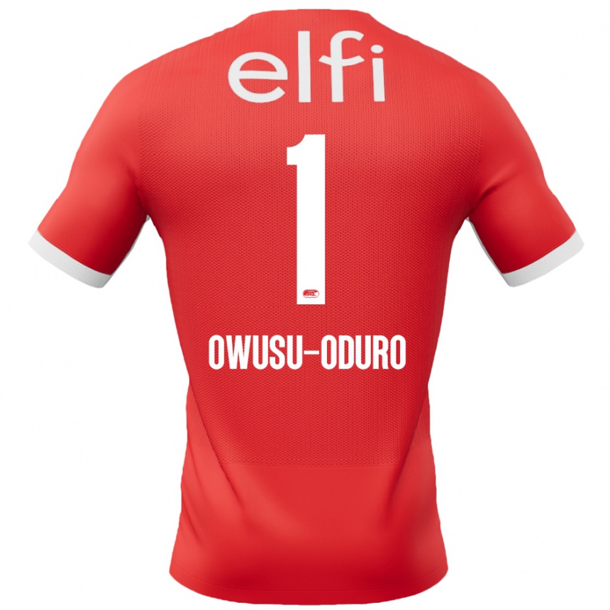 Női Labdarúgás Rome Jayden Owusu-Oduro #1 Piros Fehér Hazai Jersey 2024/25 Mez Póló Ing