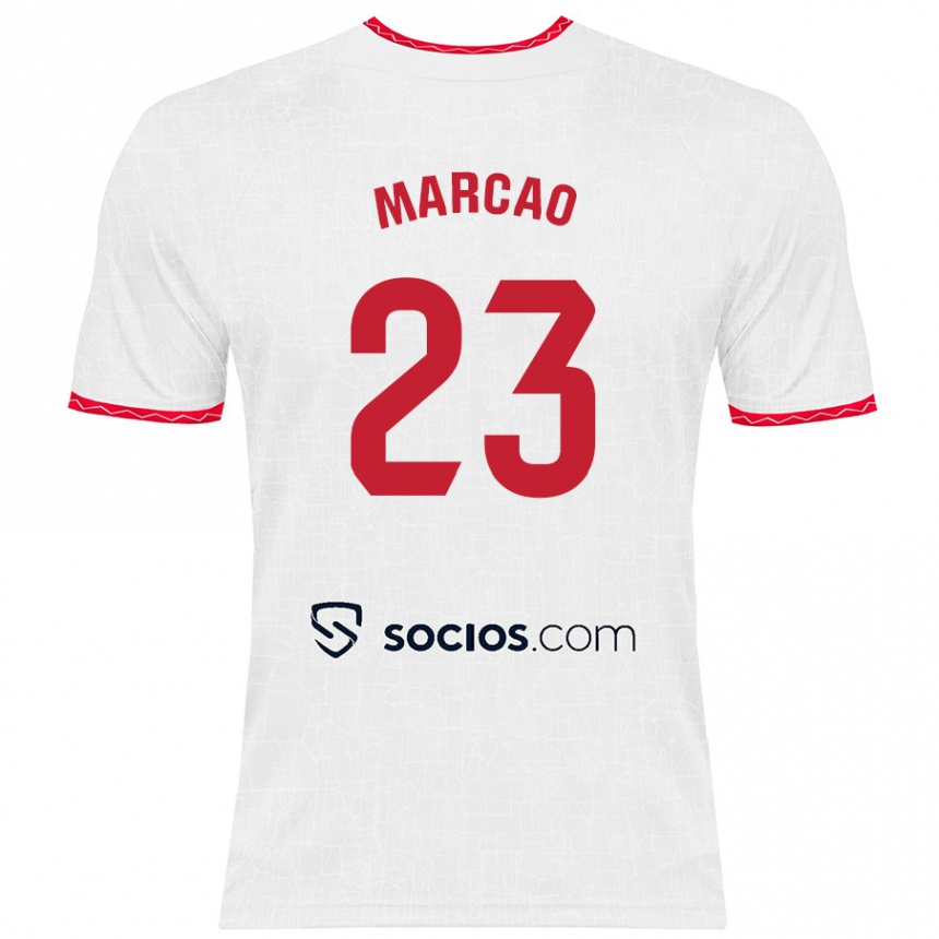 Női Labdarúgás Marcão #23 Fehér Piros Hazai Jersey 2024/25 Mez Póló Ing