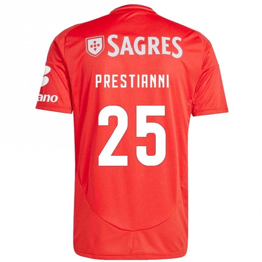 Női Labdarúgás Gianluca Prestianni #25 Piros Fehér Hazai Jersey 2024/25 Mez Póló Ing