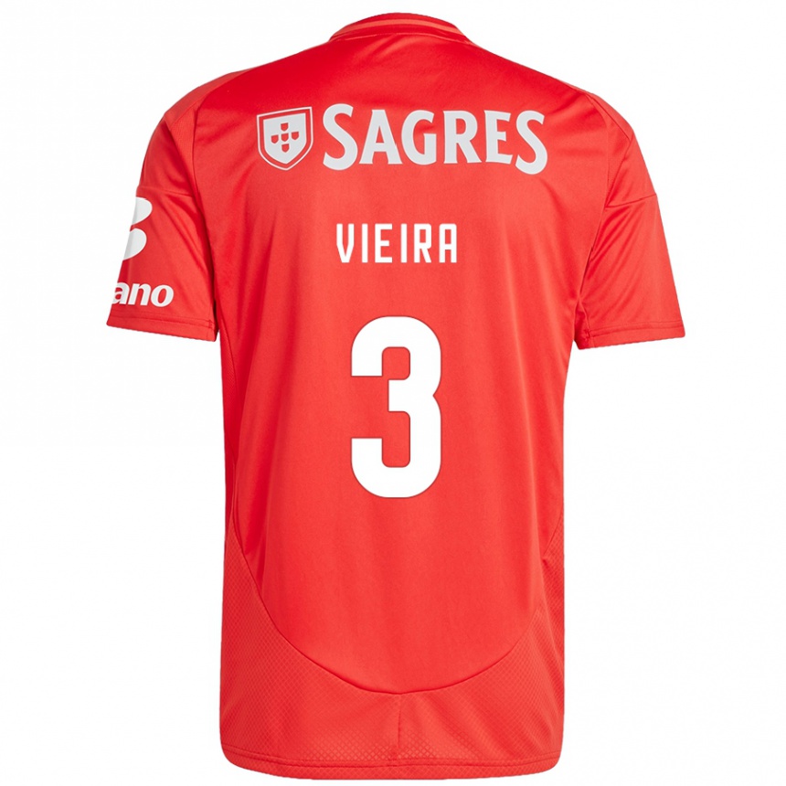 Női Labdarúgás Miguel Vieira #3 Piros Fehér Hazai Jersey 2024/25 Mez Póló Ing