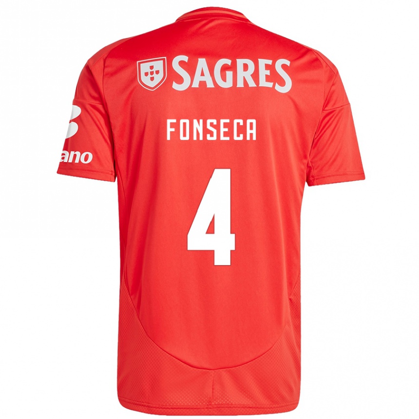 Női Labdarúgás João Fonseca #4 Piros Fehér Hazai Jersey 2024/25 Mez Póló Ing