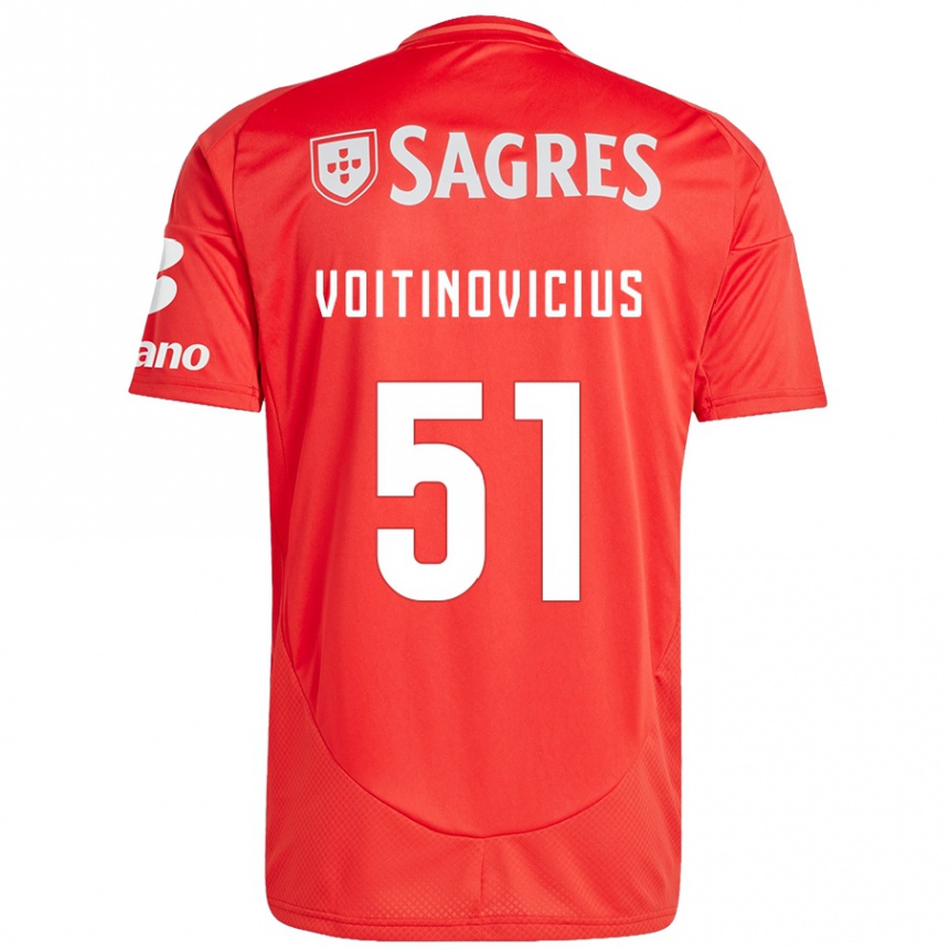 Női Labdarúgás Arnas Voitinovicius #51 Piros Fehér Hazai Jersey 2024/25 Mez Póló Ing