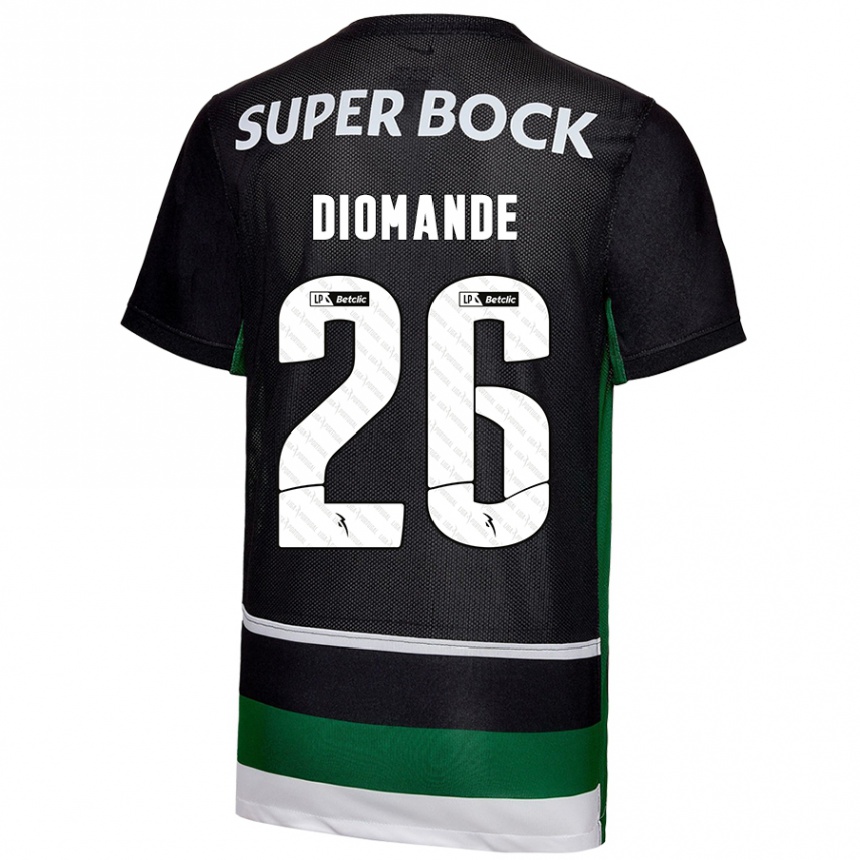 Női Labdarúgás Ousmane Diomande #26 Fekete Fehér Zöld Hazai Jersey 2024/25 Mez Póló Ing