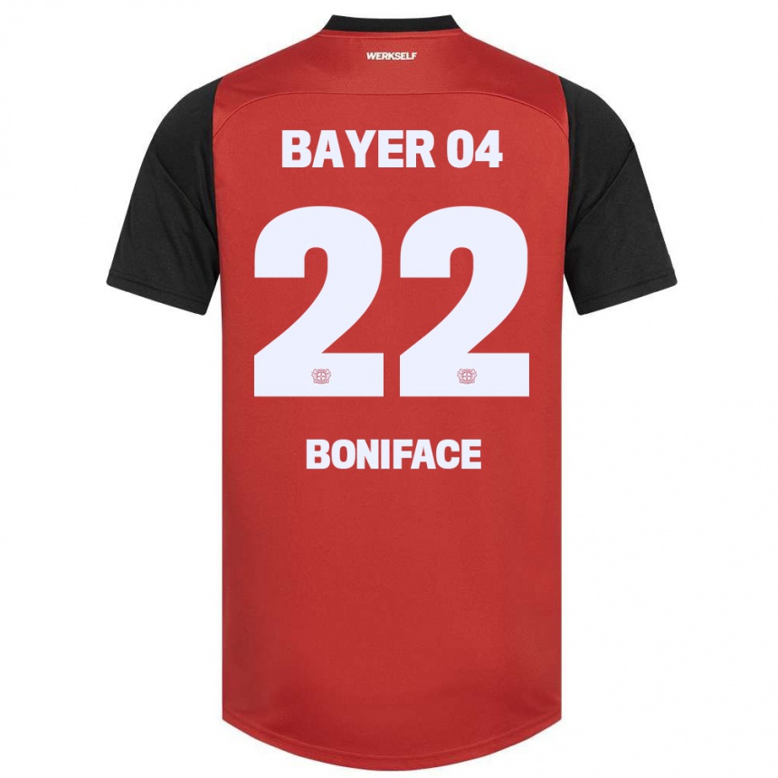 Női Labdarúgás Victor Boniface #22 Piros Fekete Hazai Jersey 2024/25 Mez Póló Ing