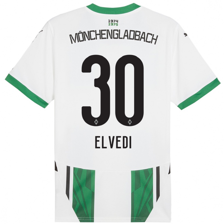 Női Labdarúgás Nico Elvedi #30 Fehér Zöld Hazai Jersey 2024/25 Mez Póló Ing