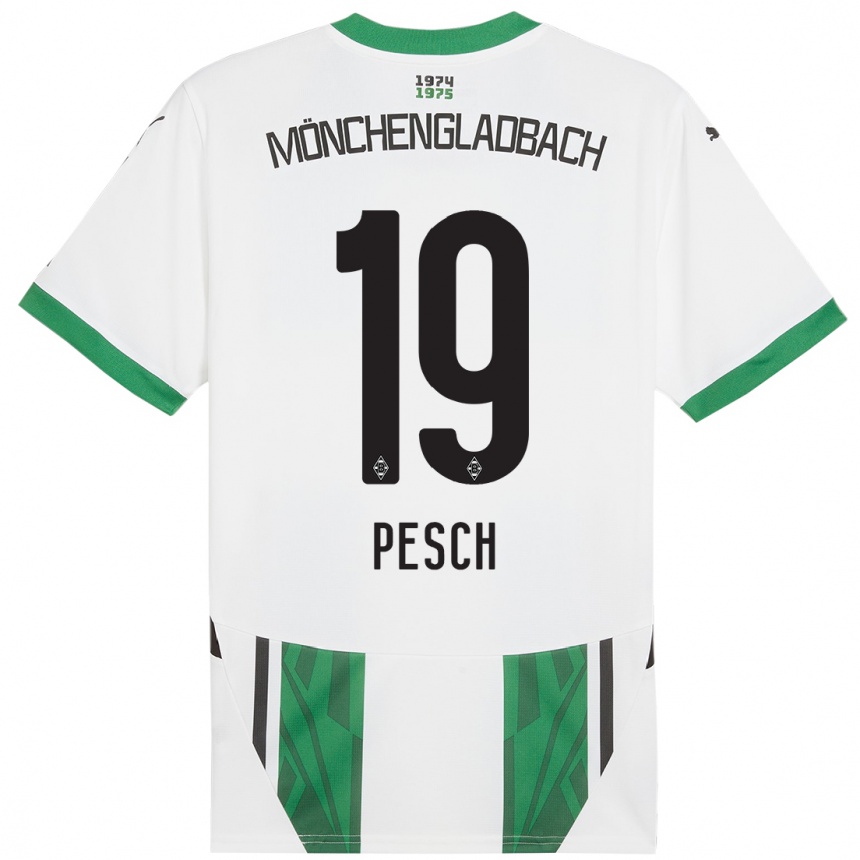 Női Labdarúgás Noah Pesch #19 Fehér Zöld Hazai Jersey 2024/25 Mez Póló Ing