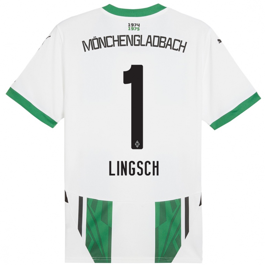 Női Labdarúgás Tina Lingsch #1 Fehér Zöld Hazai Jersey 2024/25 Mez Póló Ing