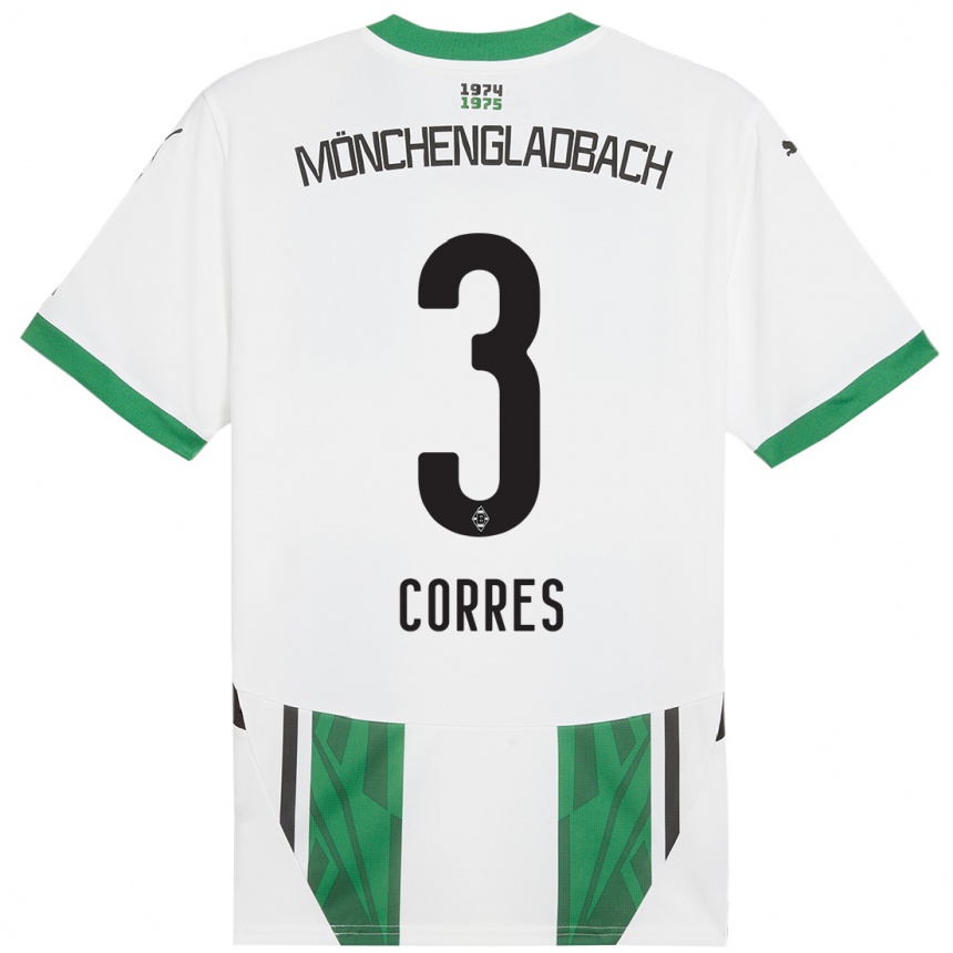 Női Labdarúgás Carolin Corres #3 Fehér Zöld Hazai Jersey 2024/25 Mez Póló Ing