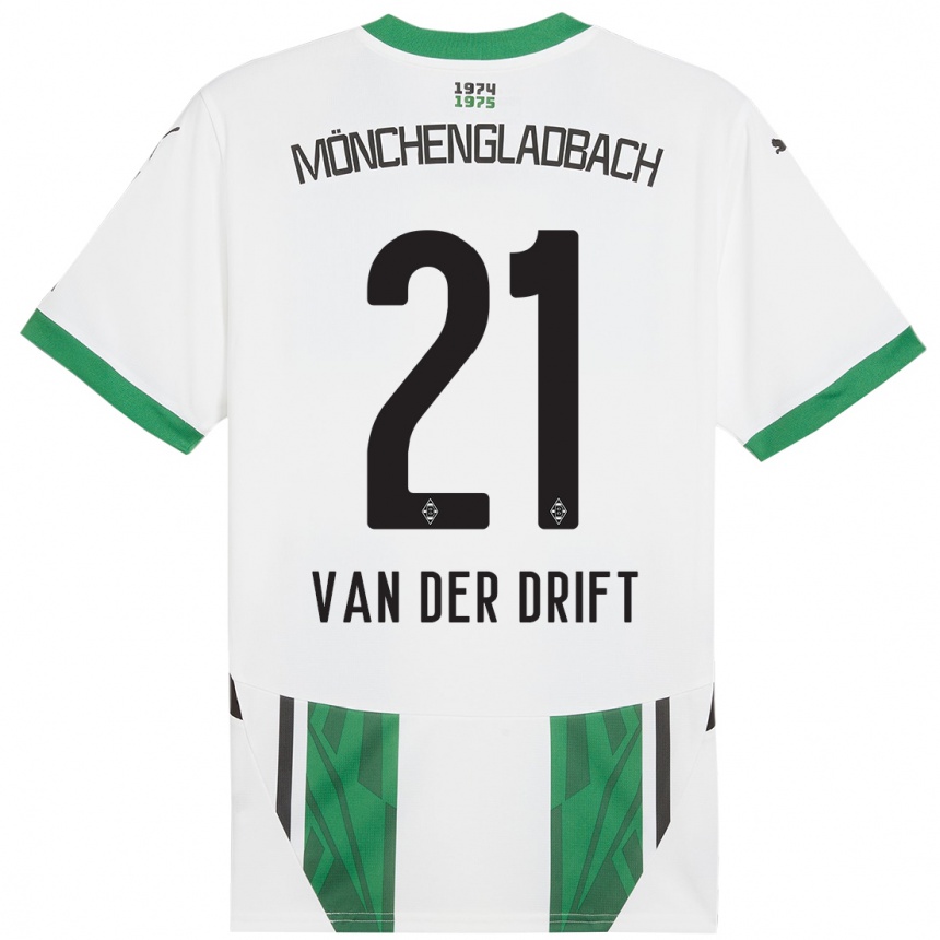 Női Labdarúgás Suus Van Der Drift #21 Fehér Zöld Hazai Jersey 2024/25 Mez Póló Ing