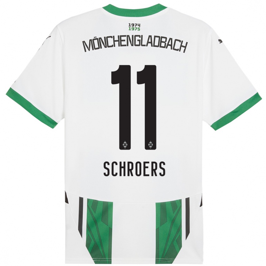 Női Labdarúgás Mika Schroers #11 Fehér Zöld Hazai Jersey 2024/25 Mez Póló Ing