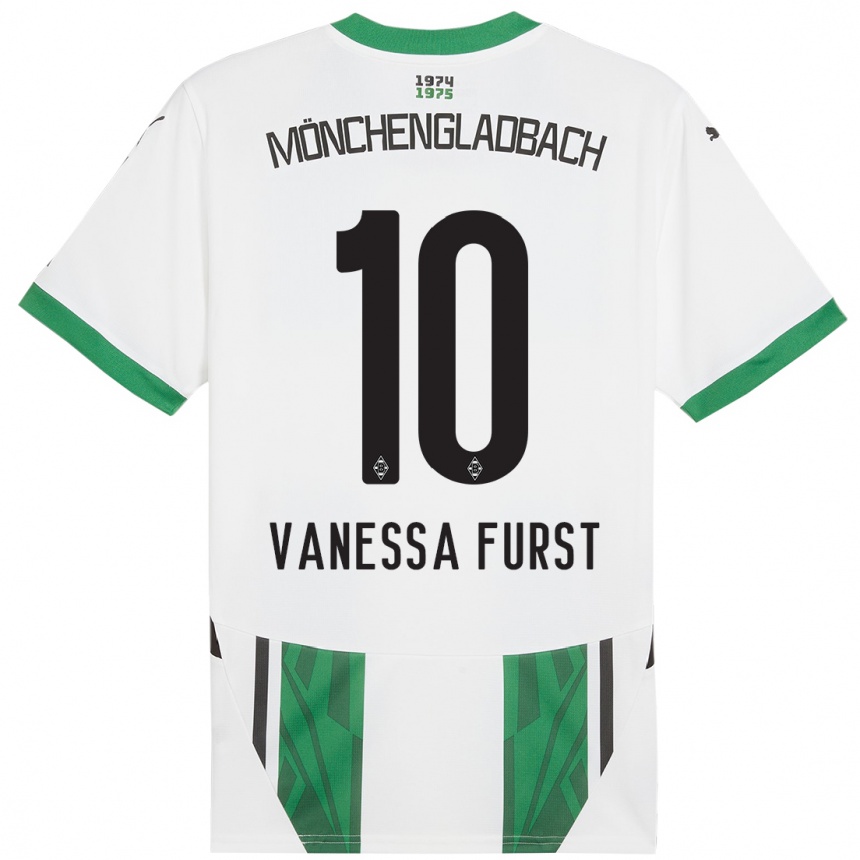 Női Labdarúgás Vanessa Fürst #10 Fehér Zöld Hazai Jersey 2024/25 Mez Póló Ing