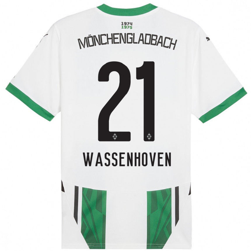 Női Labdarúgás Michelle Wassenhoven #21 Fehér Zöld Hazai Jersey 2024/25 Mez Póló Ing