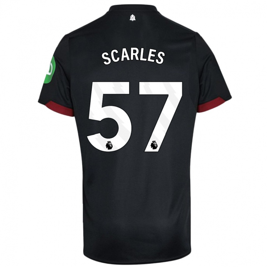 Női Labdarúgás Oliver Scarles #57 Fekete Fehér Idegenbeli Jersey 2024/25 Mez Póló Ing