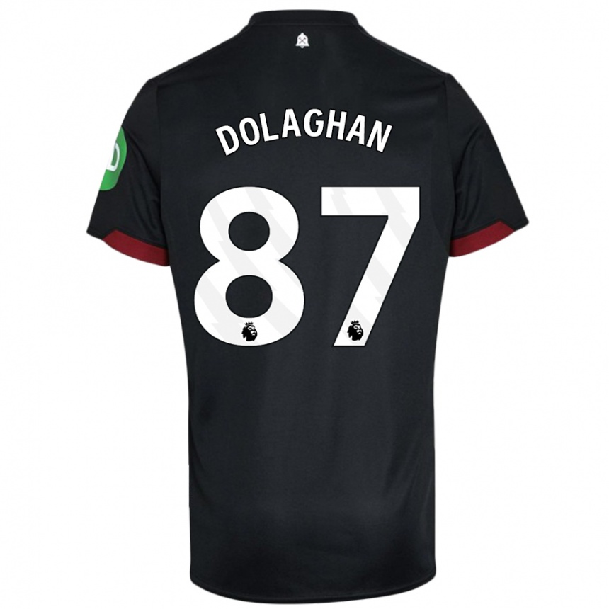 Női Labdarúgás Brad Dolaghan #87 Fekete Fehér Idegenbeli Jersey 2024/25 Mez Póló Ing