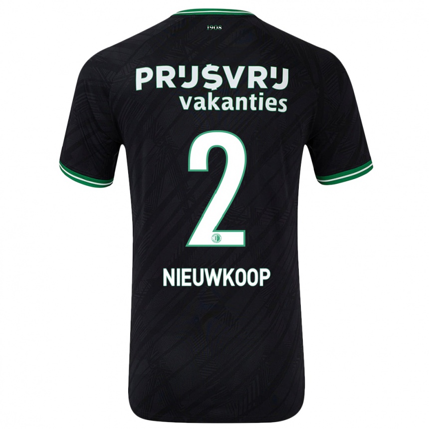 Női Labdarúgás Bart Nieuwkoop #2 Fekete Zöld Idegenbeli Jersey 2024/25 Mez Póló Ing