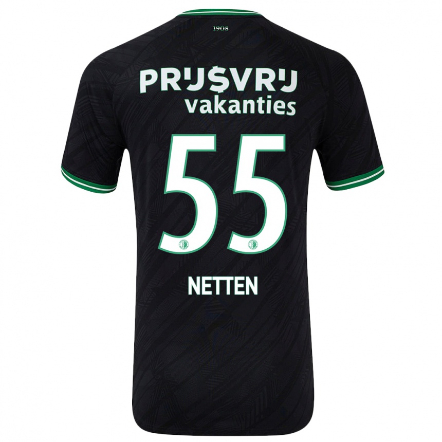 Női Labdarúgás Luc Netten #55 Fekete Zöld Idegenbeli Jersey 2024/25 Mez Póló Ing