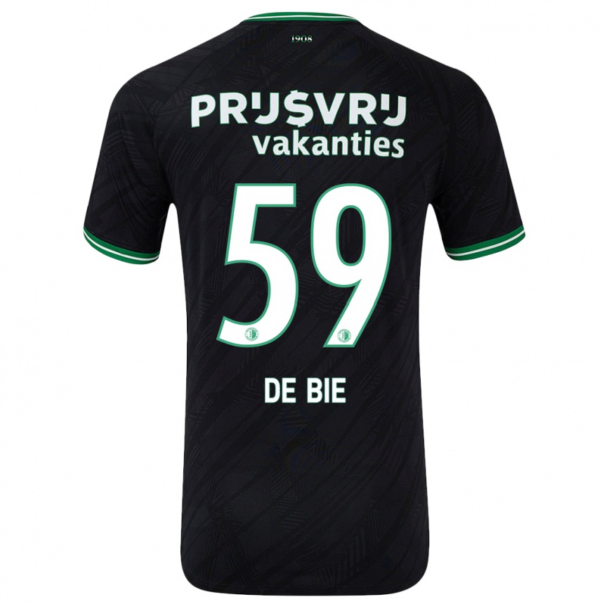 Női Labdarúgás Joey De Bie #59 Fekete Zöld Idegenbeli Jersey 2024/25 Mez Póló Ing