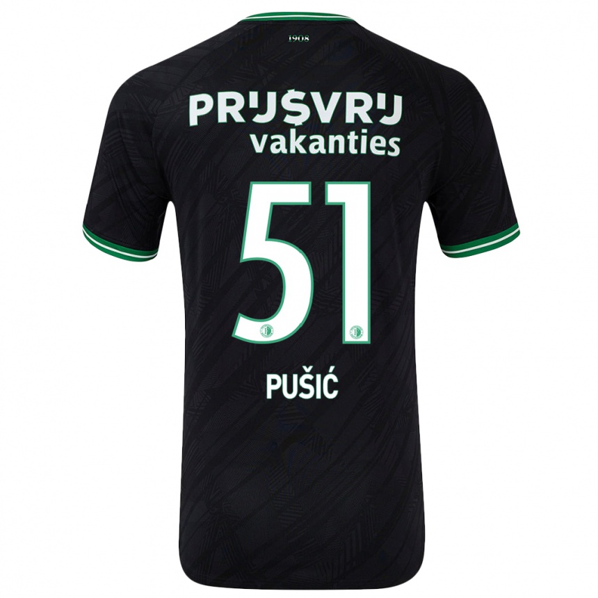 Női Labdarúgás Noah Pušić #51 Fekete Zöld Idegenbeli Jersey 2024/25 Mez Póló Ing