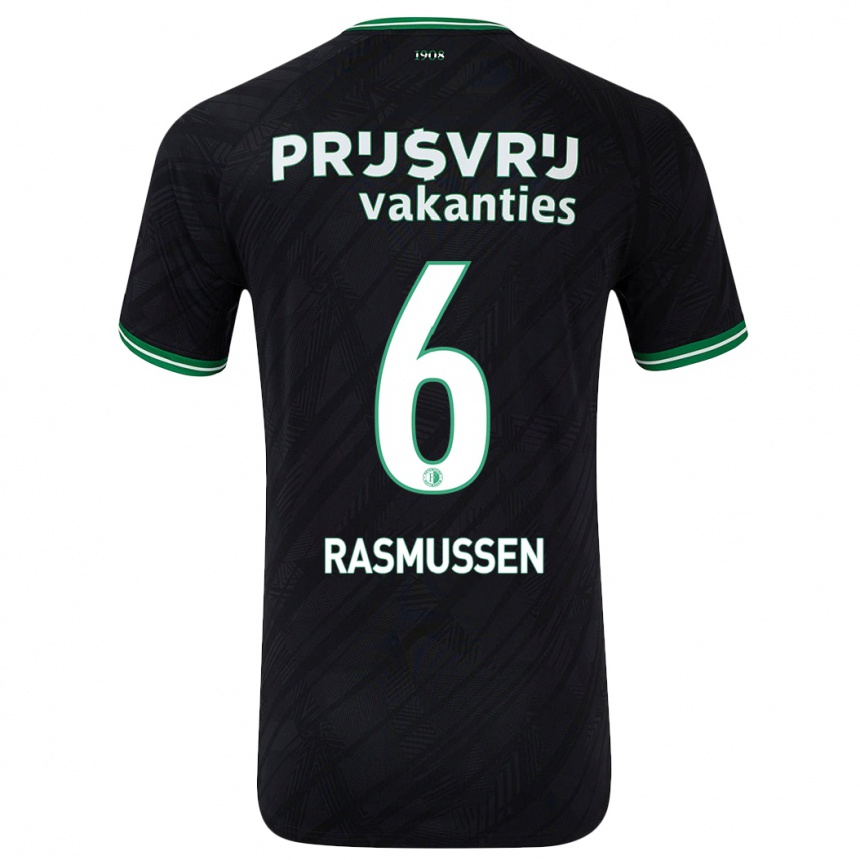 Női Labdarúgás Jacob Rasmussen #6 Fekete Zöld Idegenbeli Jersey 2024/25 Mez Póló Ing