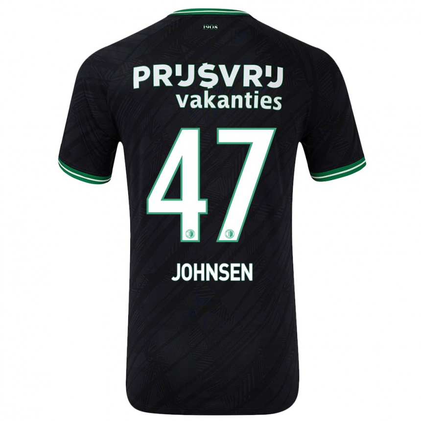 Női Labdarúgás Mikael Torset Johnsen #47 Fekete Zöld Idegenbeli Jersey 2024/25 Mez Póló Ing