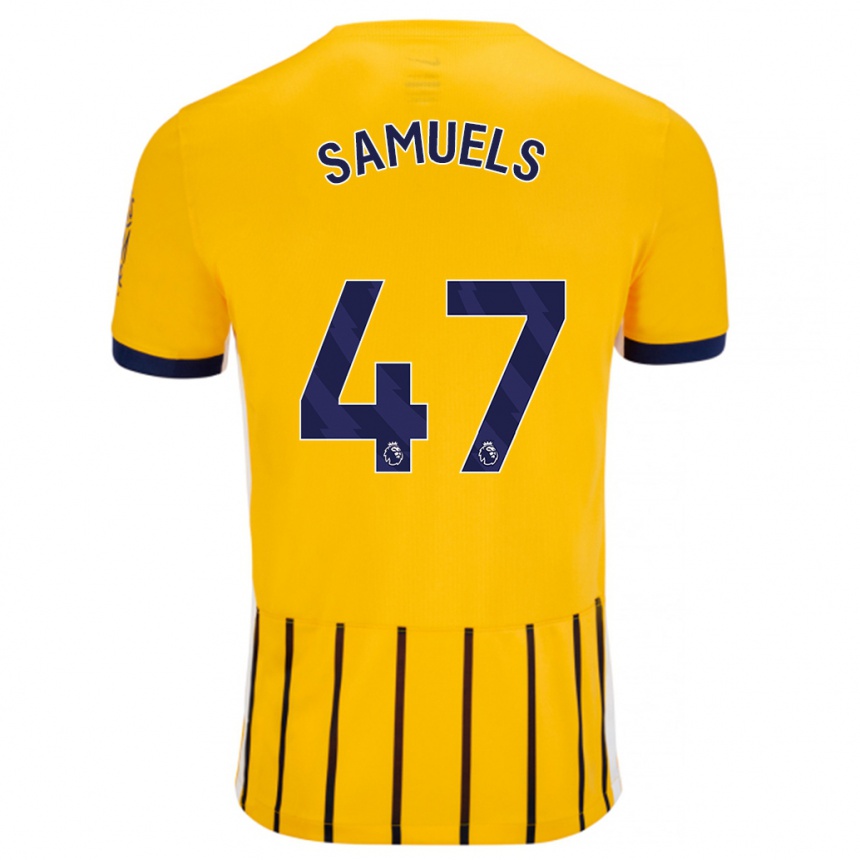 Női Labdarúgás Imari Samuels #47 Arany Kék Csíkos Idegenbeli Jersey 2024/25 Mez Póló Ing