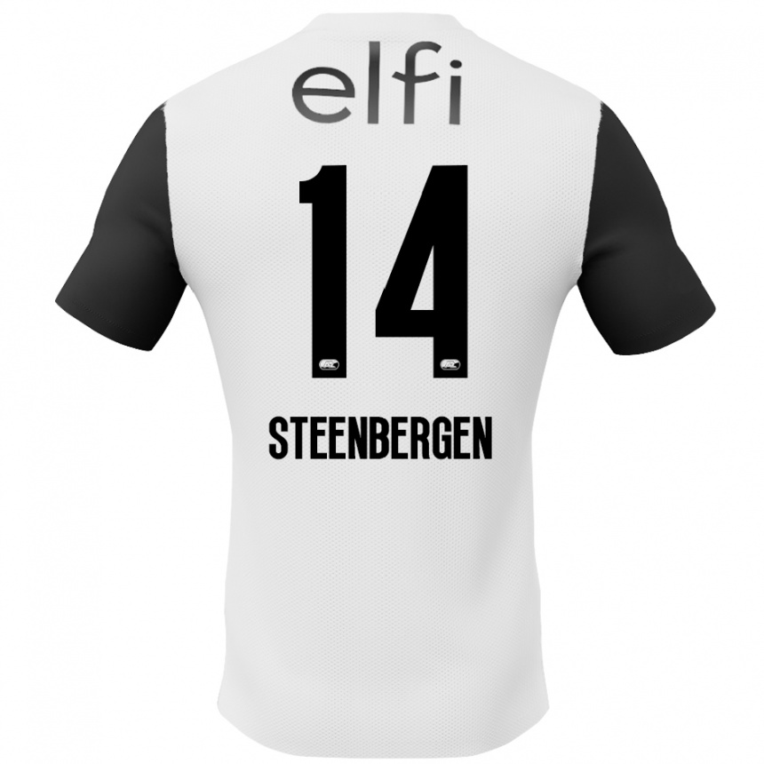 Női Labdarúgás Thom Steenbergen #14 Fehér Fekete Idegenbeli Jersey 2024/25 Mez Póló Ing