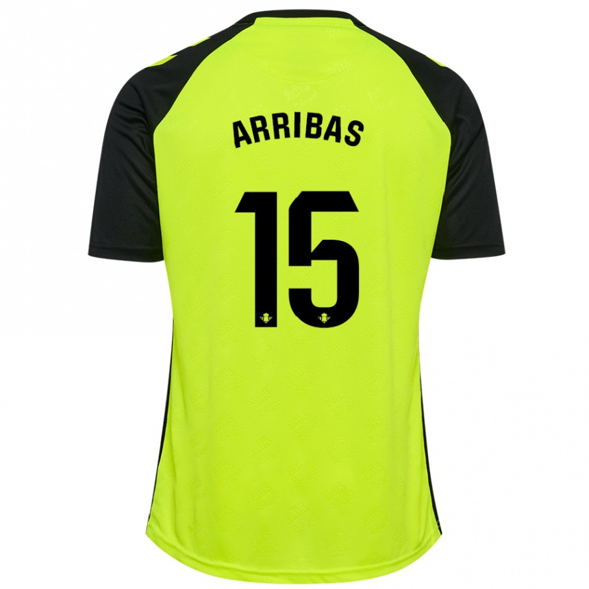 Női Labdarúgás Sergio Arribas #15 Fluoreszkáló Sárga Fekete Idegenbeli Jersey 2024/25 Mez Póló Ing