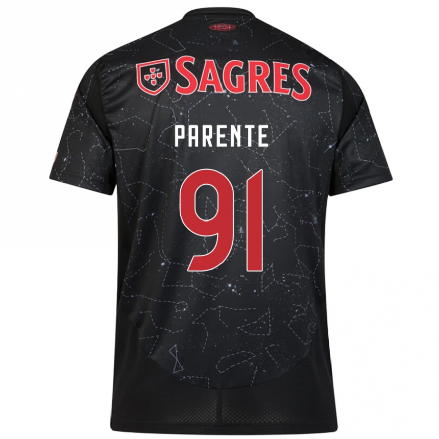 Női Labdarúgás Tiago Parente #91 Fekete Piros Idegenbeli Jersey 2024/25 Mez Póló Ing