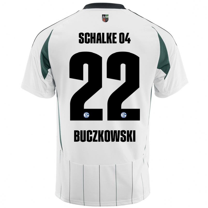 Női Labdarúgás Philip Buczkowski #22 Fehér Zöld Idegenbeli Jersey 2024/25 Mez Póló Ing