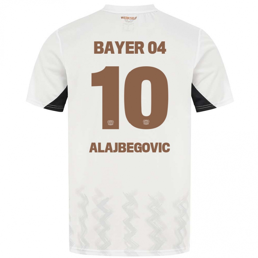 Női Labdarúgás Kerim Alajbegovic #10 Fehér Fekete Idegenbeli Jersey 2024/25 Mez Póló Ing