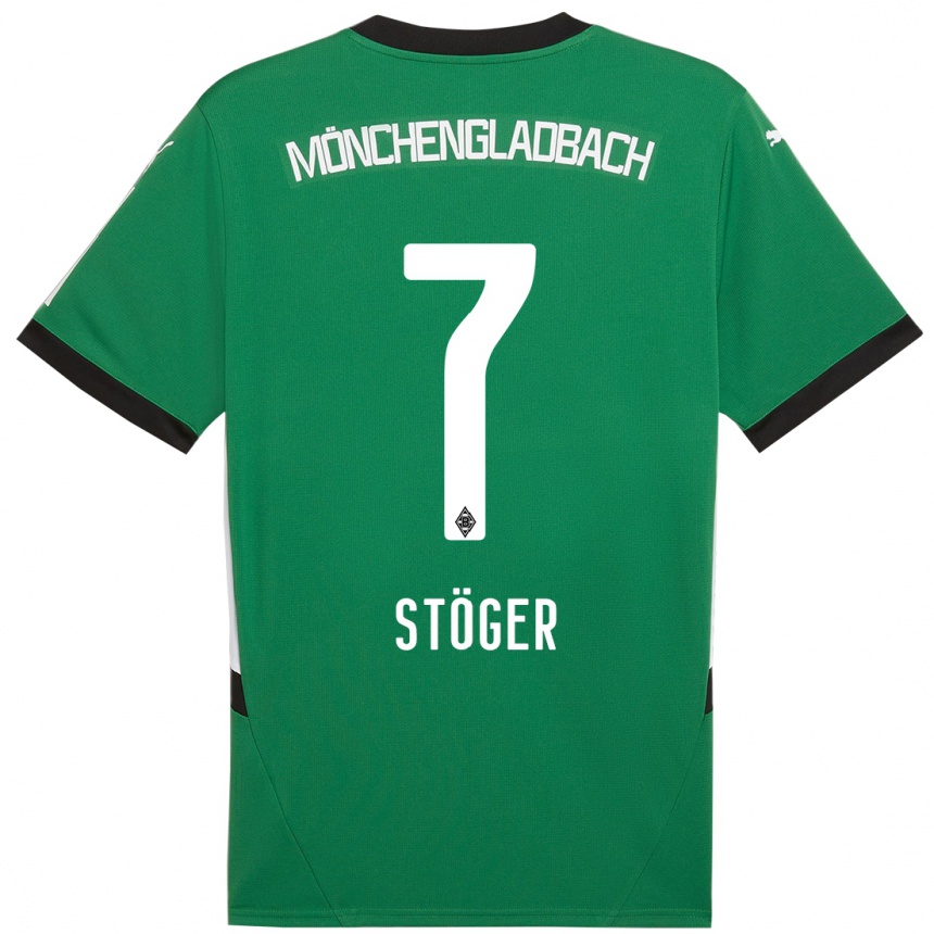 Női Labdarúgás Kevin Stöger #7 Zöld Fehér Idegenbeli Jersey 2024/25 Mez Póló Ing