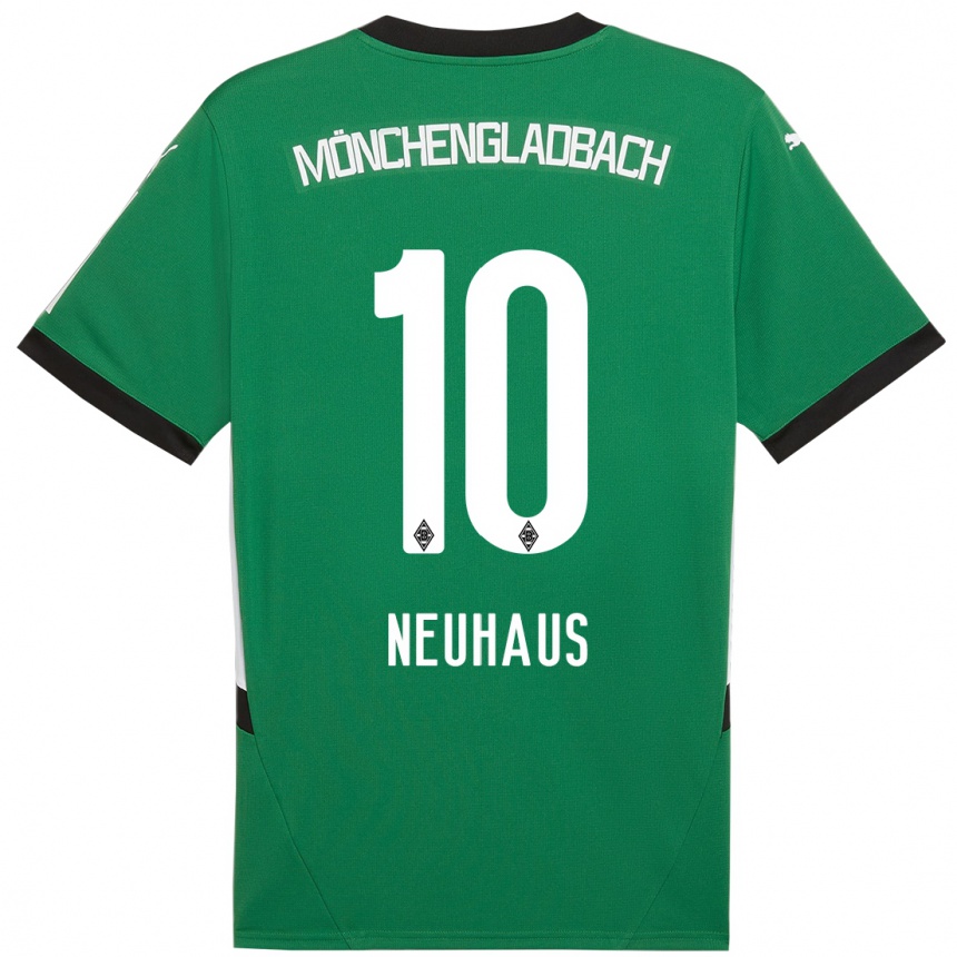 Női Labdarúgás Florian Neuhaus #10 Zöld Fehér Idegenbeli Jersey 2024/25 Mez Póló Ing