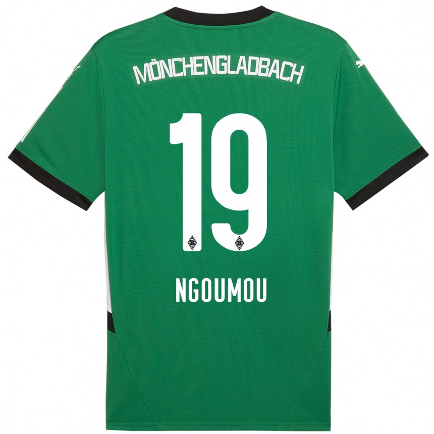 Női Labdarúgás Nathan Ngoumou #19 Zöld Fehér Idegenbeli Jersey 2024/25 Mez Póló Ing