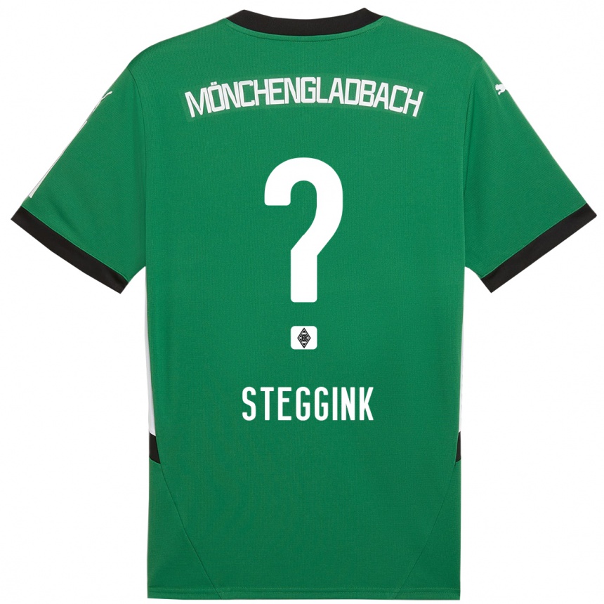 Női Labdarúgás Lennart Steggink #0 Zöld Fehér Idegenbeli Jersey 2024/25 Mez Póló Ing