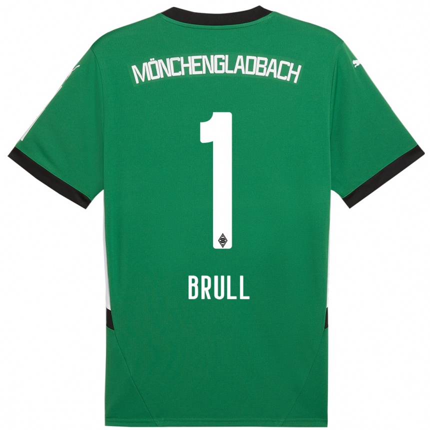 Női Labdarúgás Maximilian Brüll #1 Zöld Fehér Idegenbeli Jersey 2024/25 Mez Póló Ing