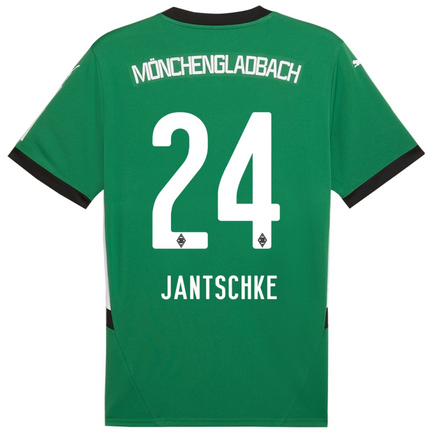 Női Labdarúgás Tony Jantschke #24 Zöld Fehér Idegenbeli Jersey 2024/25 Mez Póló Ing