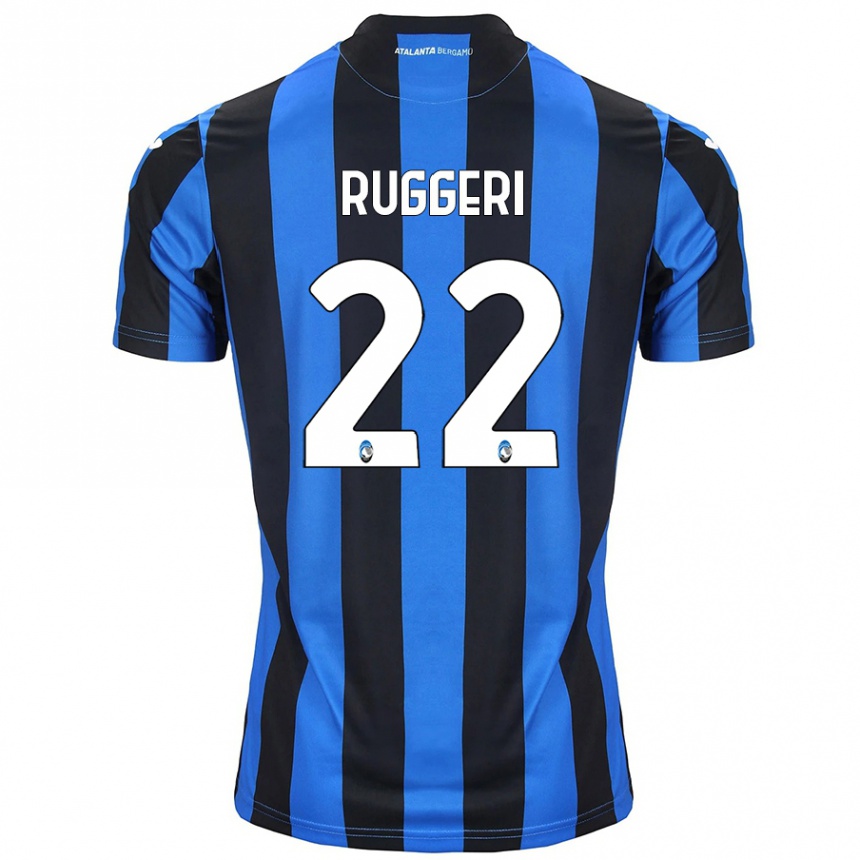 Gyermek Labdarúgás Matteo Ruggeri #22 Kék Fekete Hazai Jersey 2024/25 Mez Póló Ing