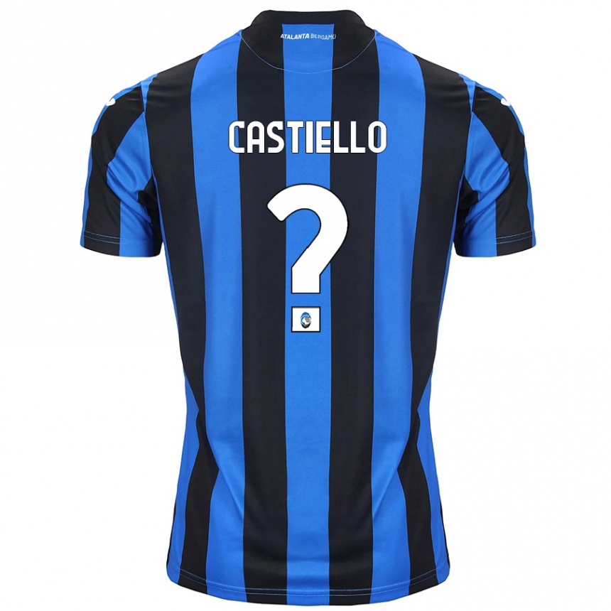 Gyermek Labdarúgás Alex Castiello #0 Kék Fekete Hazai Jersey 2024/25 Mez Póló Ing