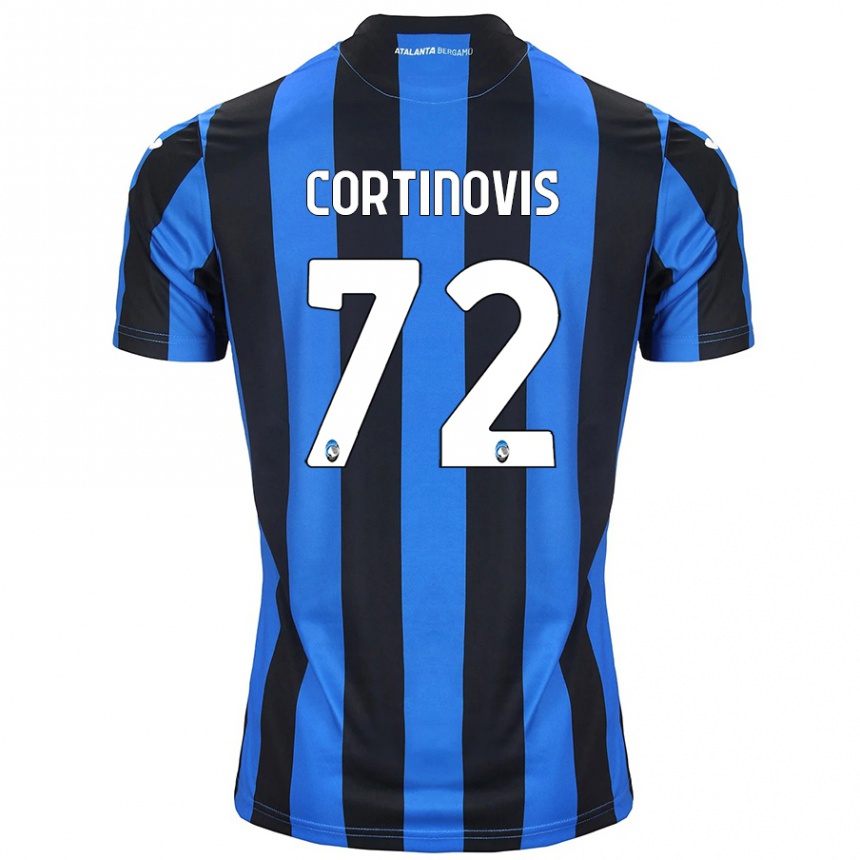 Gyermek Labdarúgás Alessandro Cortinovis #72 Kék Fekete Hazai Jersey 2024/25 Mez Póló Ing