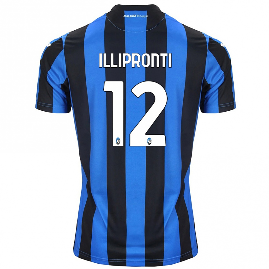 Gyermek Labdarúgás Filippo Illipronti #12 Kék Fekete Hazai Jersey 2024/25 Mez Póló Ing