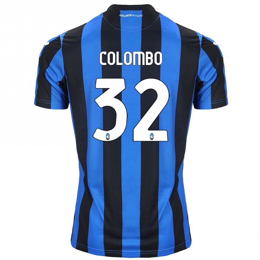 Gyermek Labdarúgás Matteo Colombo #32 Kék Fekete Hazai Jersey 2024/25 Mez Póló Ing