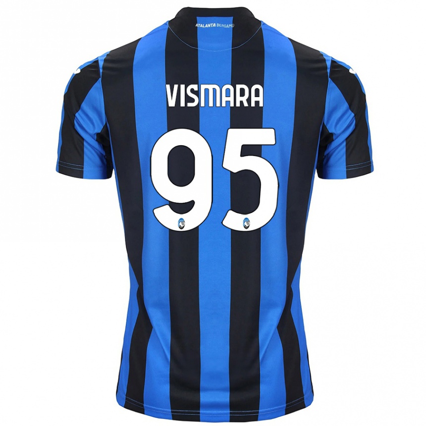 Gyermek Labdarúgás Paolo Vismara #95 Kék Fekete Hazai Jersey 2024/25 Mez Póló Ing