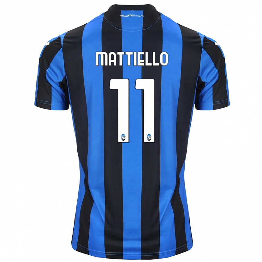 Gyermek Labdarúgás Federico Mattiello #11 Kék Fekete Hazai Jersey 2024/25 Mez Póló Ing