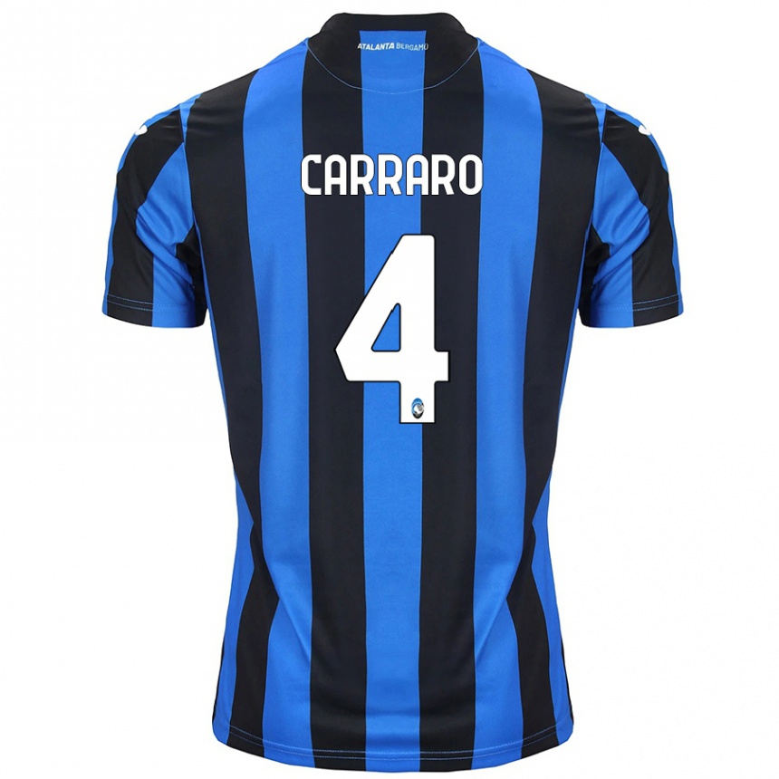 Gyermek Labdarúgás Marco Carraro #4 Kék Fekete Hazai Jersey 2024/25 Mez Póló Ing