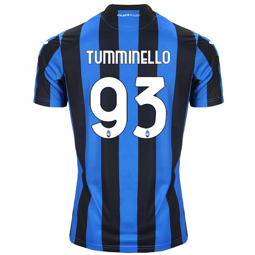 Gyermek Labdarúgás Marco Tumminello #93 Kék Fekete Hazai Jersey 2024/25 Mez Póló Ing